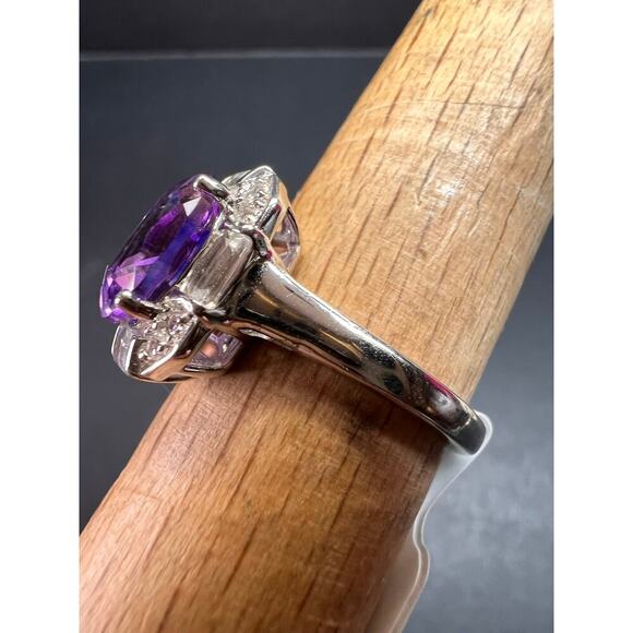 NEW Rose de France amethyst art deco sterling silver ring size 8 - Picture 10 of 11